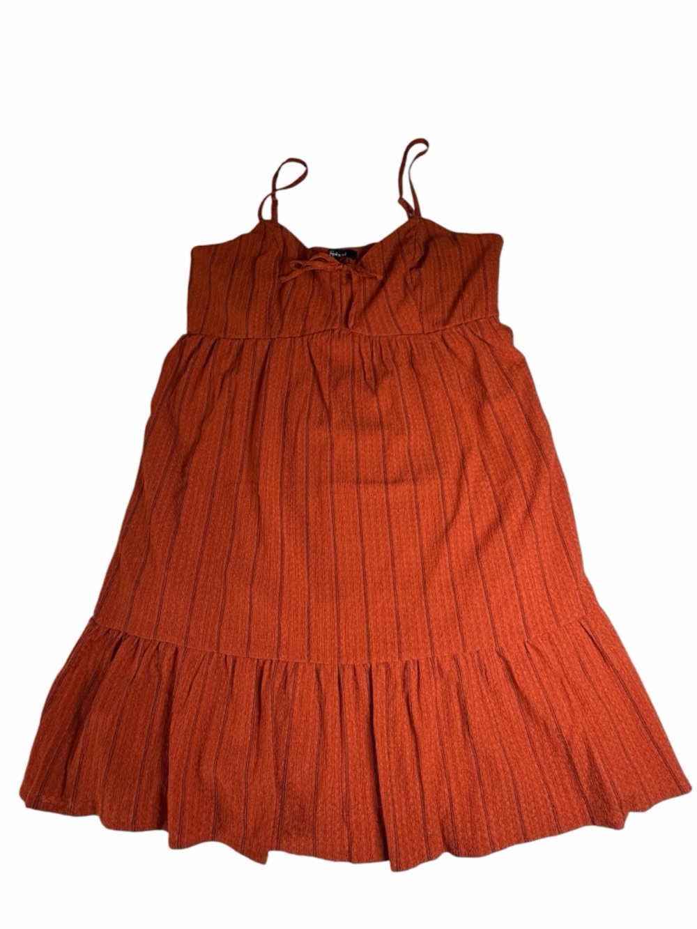 Trixxi Size XL Flowy Tiered MiniBoho Cottagecore Rust Orange Babydoll Tank Dress